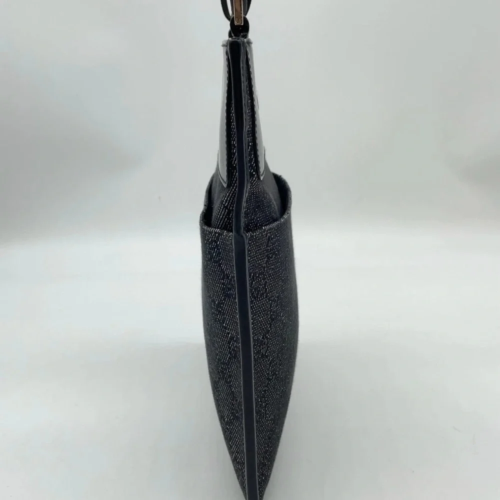Auth Gucci GG Canavs x Leather Black  SV Sacoche Shoulder Bag